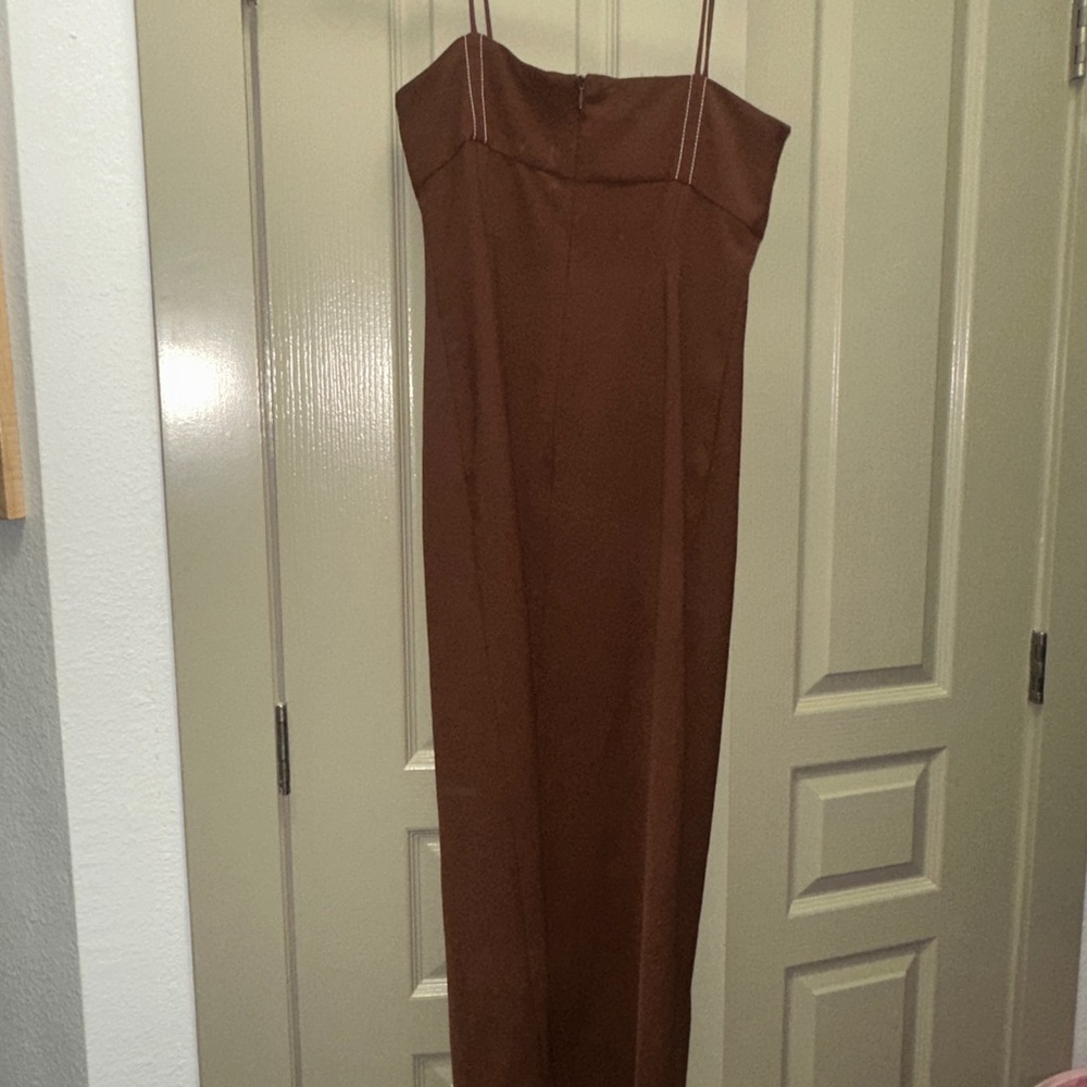 Zara brown white stitch bustier maxi tank dress - Picture 3 of 4
